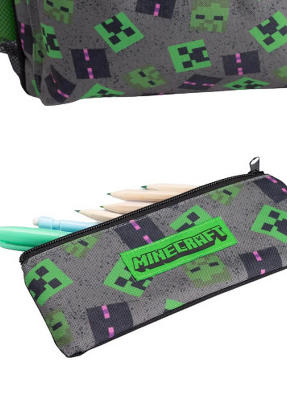 Minecraft Grey Green Lunch Bag And Backpack Set (42 x 32 x 15cm) - One Size Image 4