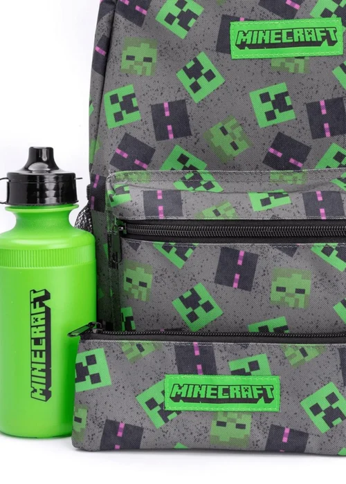 Minecraft Grey Green Lunch Bag And Backpack Set (42 x 32 x 15cm) - One Size Image 2