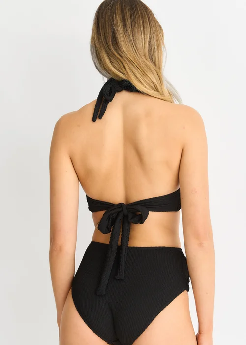 Gini London Black Textured High Waisted Bottoms With Ring Belt Detail - 8 Image 2