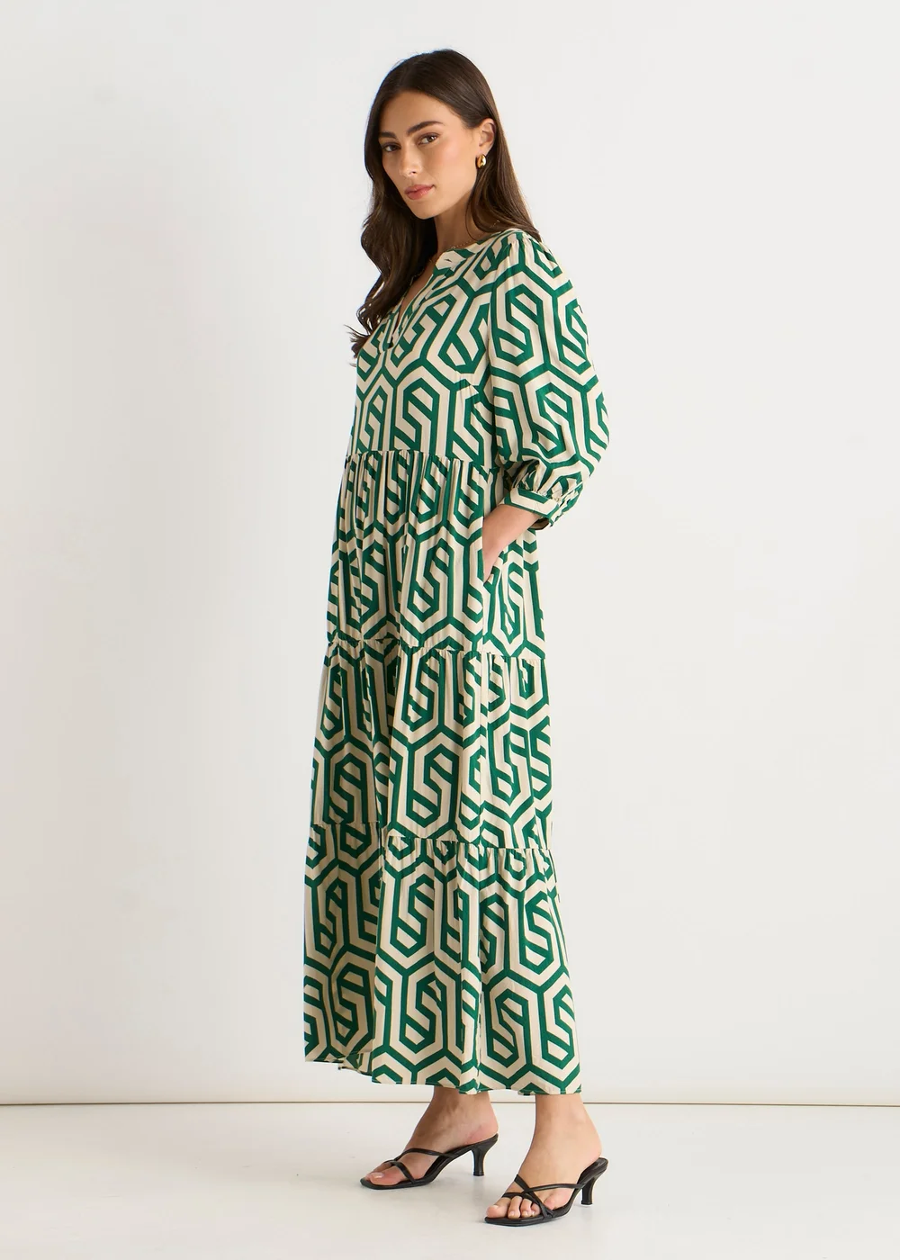 Gini London Green Long Sleeve Maxi Dress - 10 Image 4