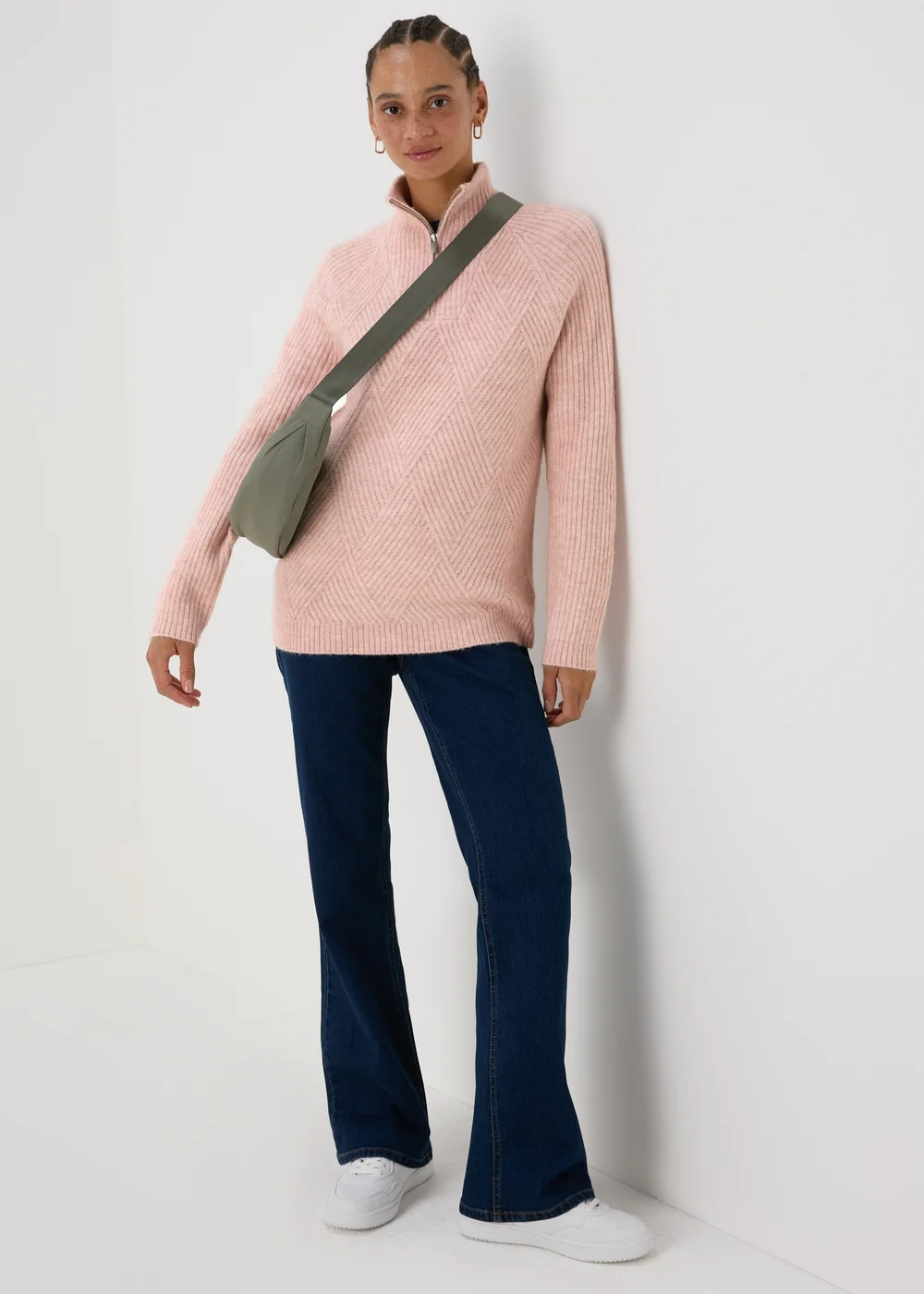 Pink Knitted Half Zip Jumper - XS Image 4