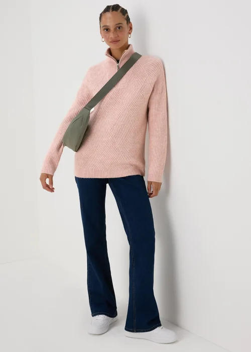 Pink Knitted Half Zip Jumper - XS Image 4