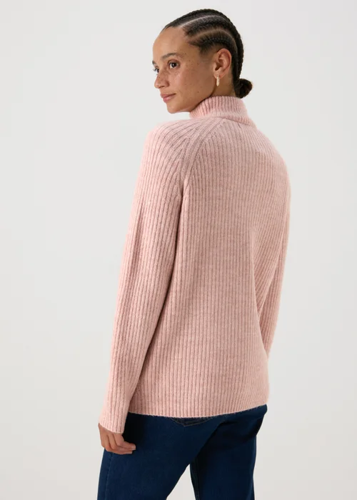 Pink Knitted Half Zip Jumper - XS Image 2