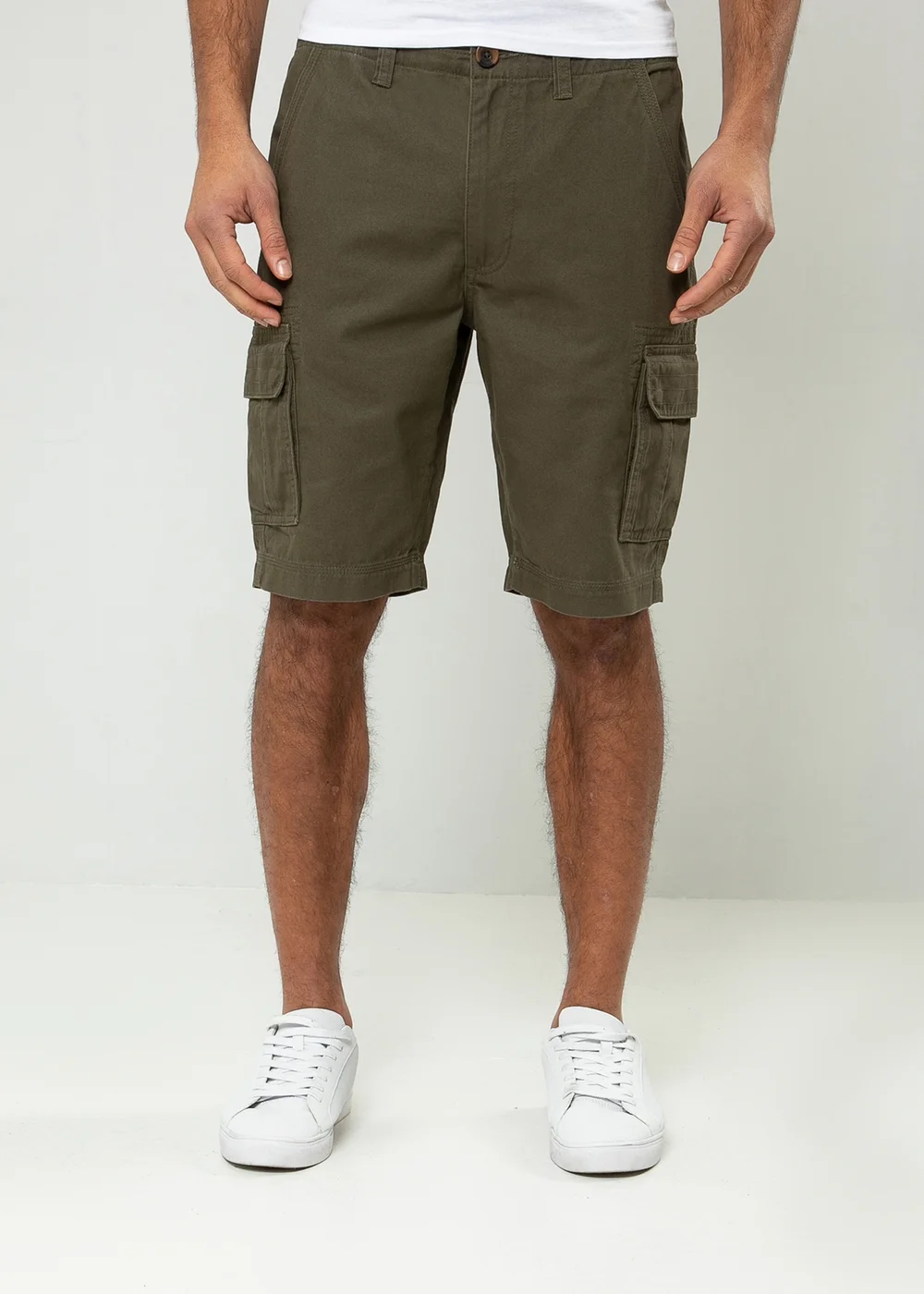 Threadbare Khaki Bute Cotton Cargo Shorts - 30 Image 1