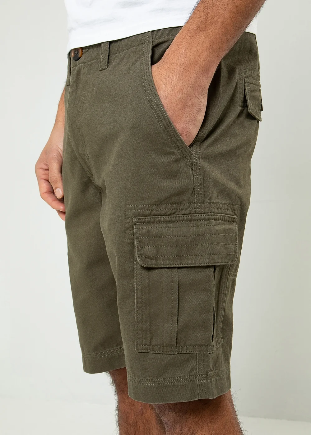 Threadbare Khaki Bute Cotton Cargo Shorts - 30 Image 3