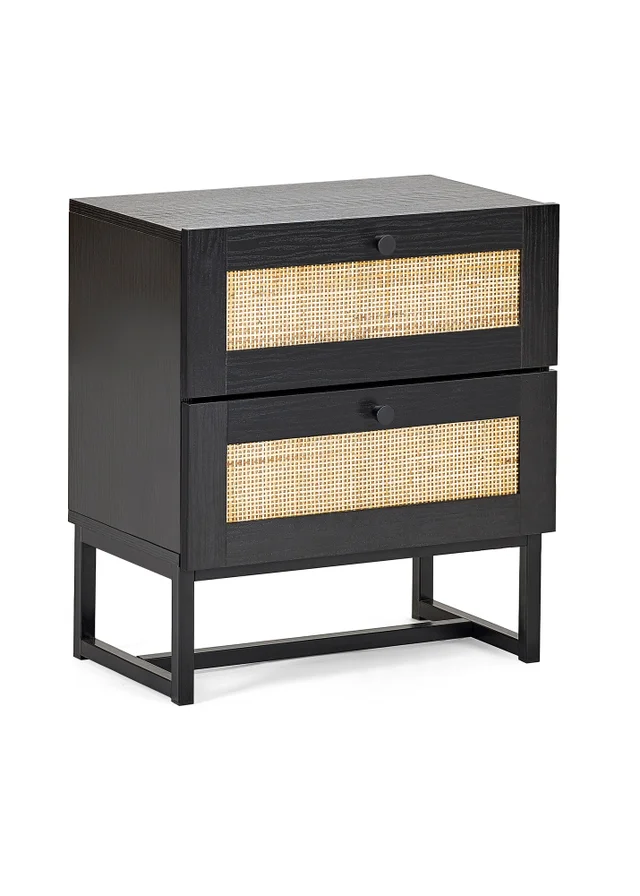 Julian Bowen Padstow 2 Drawer Bedside in Black (55 x 50 x 30cm)