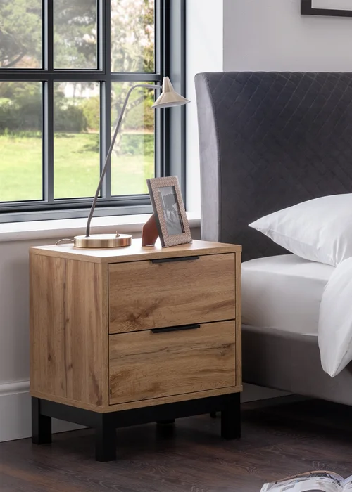 Julian Bowen Bali 2 Drawer Bedside in Light Brown (57.5 x 45 x 40cm) - One Size Image 1
