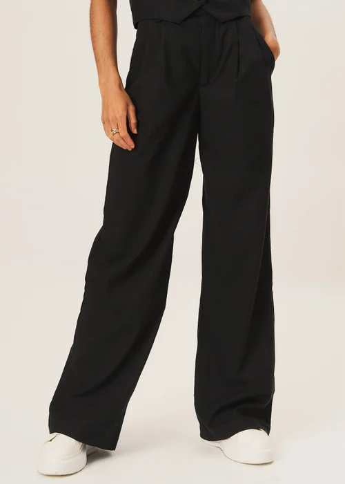 Gini London Black Tailored Cotton Wide Leg Trousers - 8 Image 3