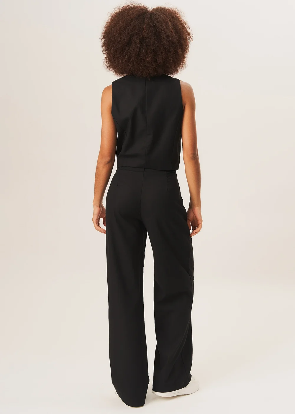Gini London Black Tailored Cotton Wide Leg Trousers - 8 Image 2