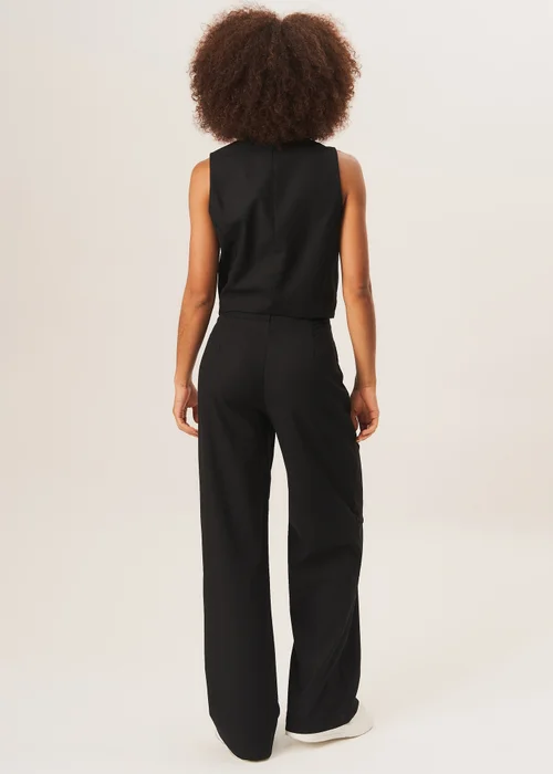 Gini London Black Tailored Cotton Wide Leg Trousers - 8 Image 2