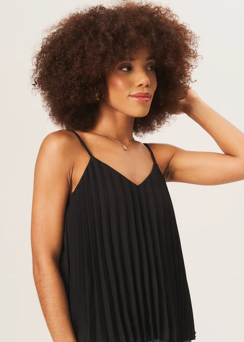 Gini London Black Strappy Pleated Cami Top - Size 10 Image 4