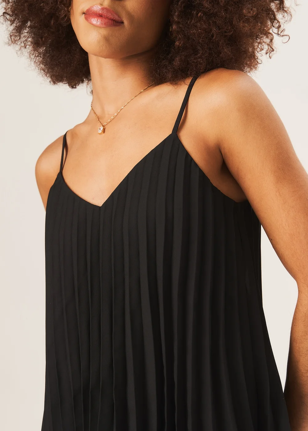 Gini London Black Strappy Pleated Cami Top - Size 10 Image 3