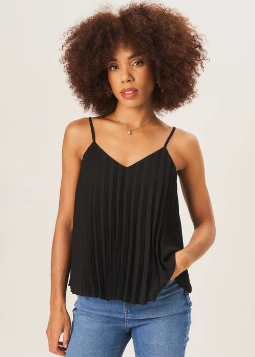 Gini London Black Strappy Pleated Cami Top - Size 10 Image 1