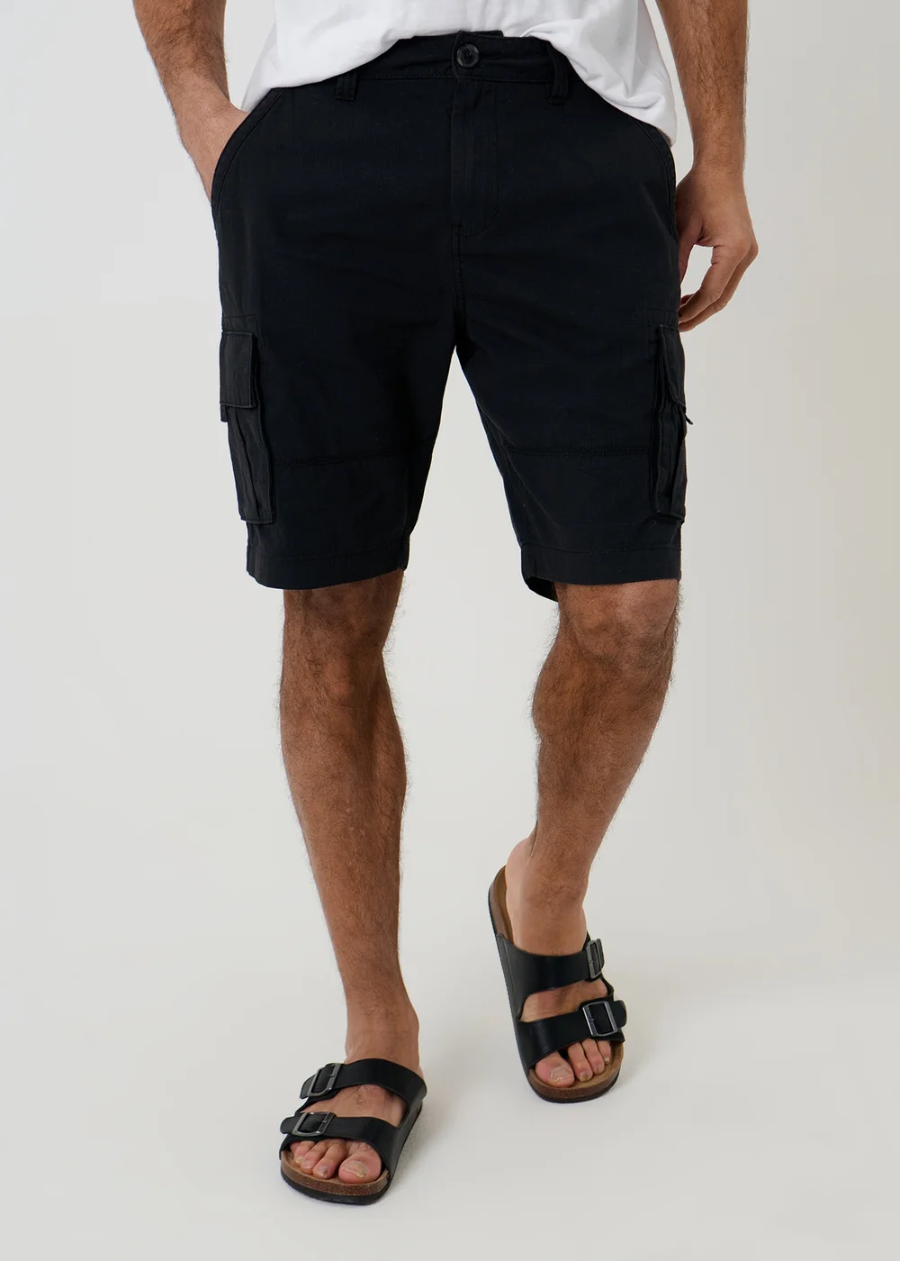 Threadbare Black Cotton Cargo Shorts - 30 Image 1