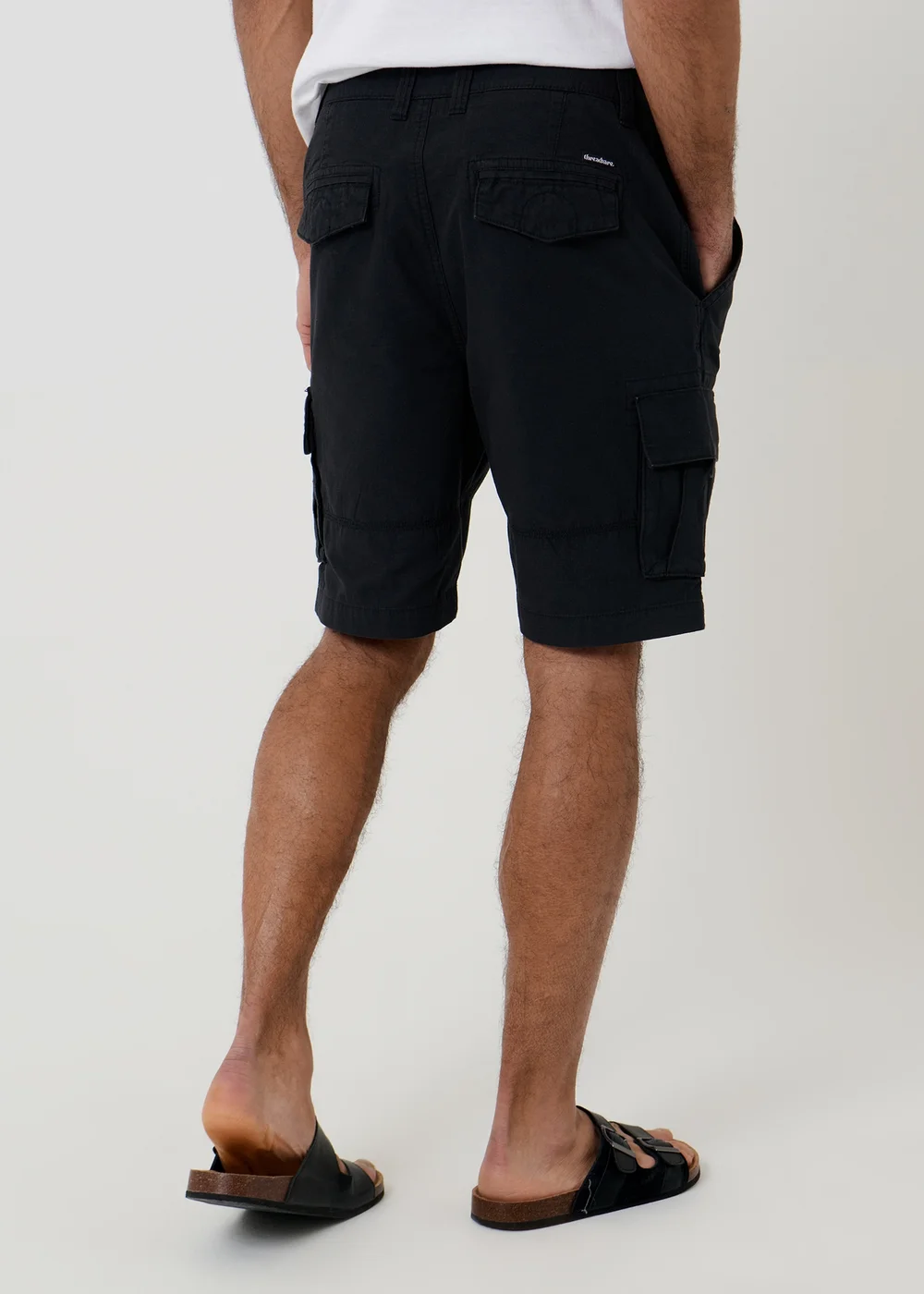 Threadbare Black Cotton Cargo Shorts - 30 Image 2