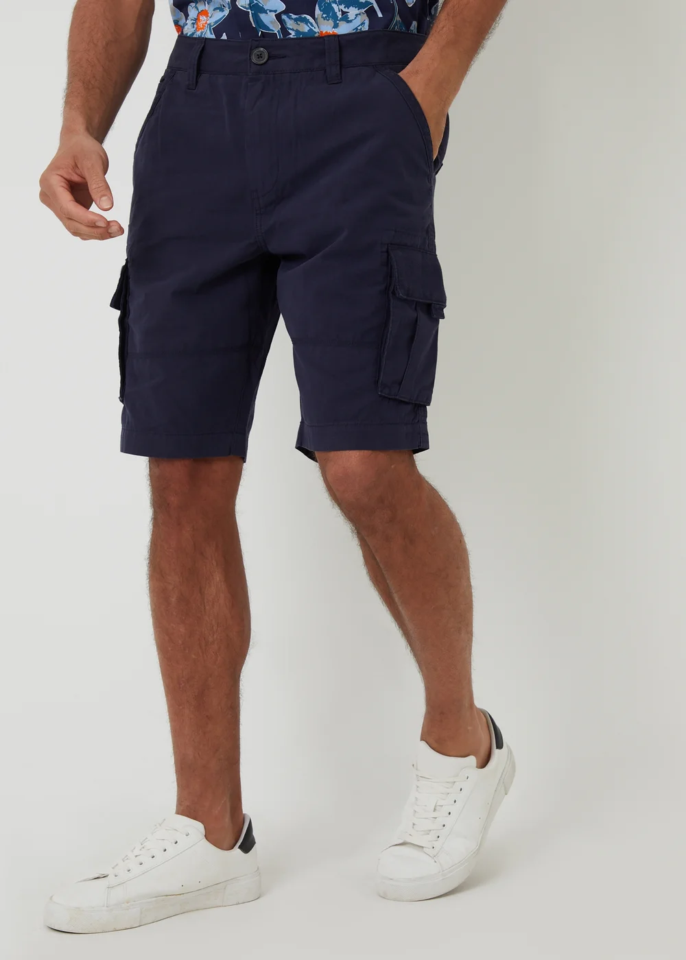 Threadbare Navy Manchester Cotton Cargo Shorts - 32 Image 1