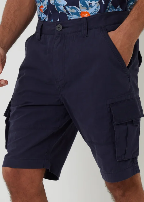 Threadbare Navy Manchester Cotton Cargo Shorts - 32 Image 4
