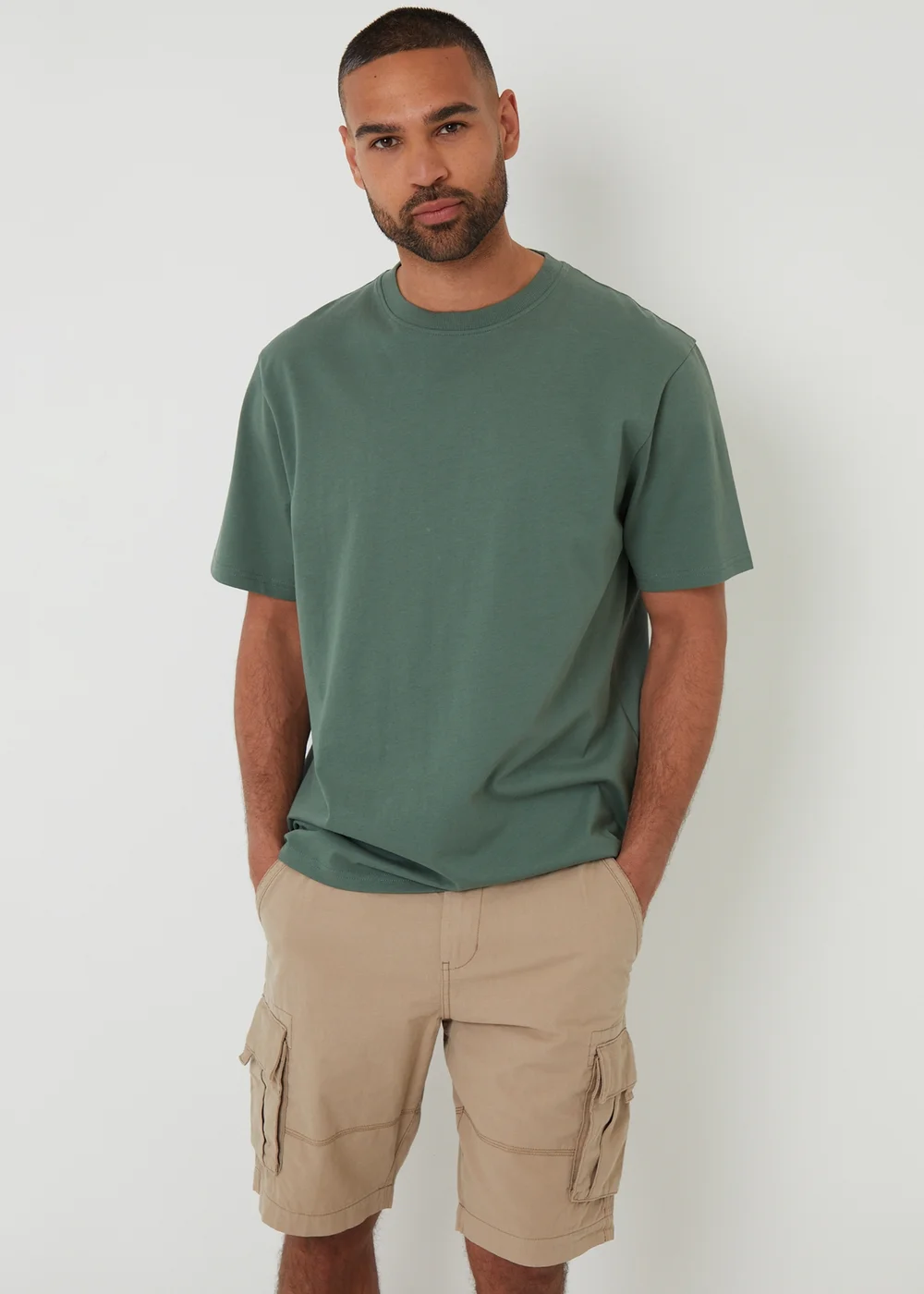 Threadbare Stone Manchester Cotton Cargo Shorts - 30 Image 3