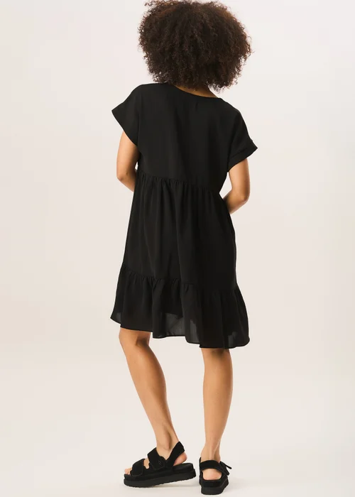 Gini London Black V-Neck Tiered Mini Smock Dress - Small/Medium Image 2