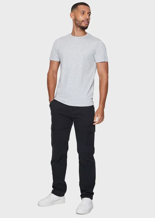Threadbare Black Pane Belted Cargo Trousers - 30 waist 32 leg Image 4