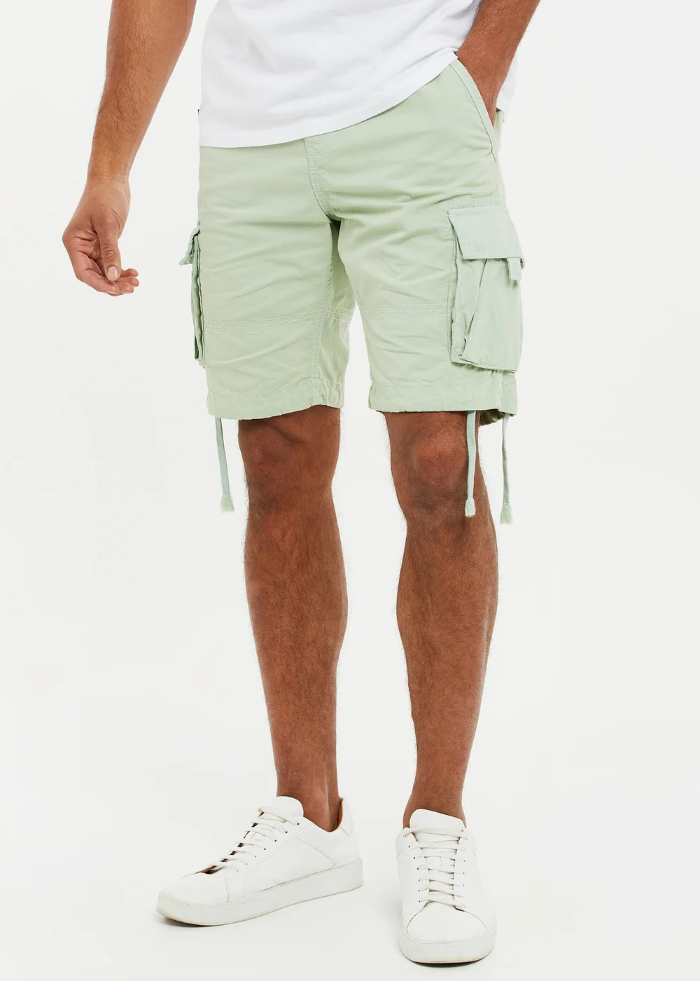 Threadbare Soft Green Cotton Cargo Shorts - 36 W Image 1