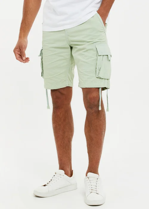 Threadbare Soft Green Cotton Cargo Shorts - 36 W Image 1