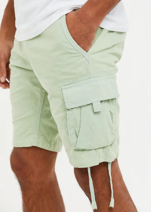 Threadbare Soft Green Cotton Cargo Shorts - 36 W Image 3
