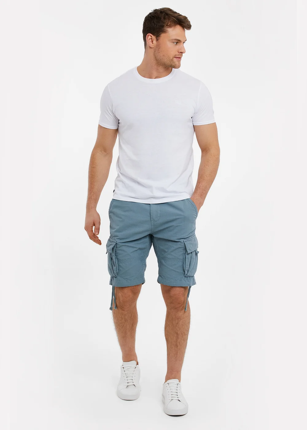Threadbare Duck Egg Cotton Cargo Shorts - 30 W Image 4