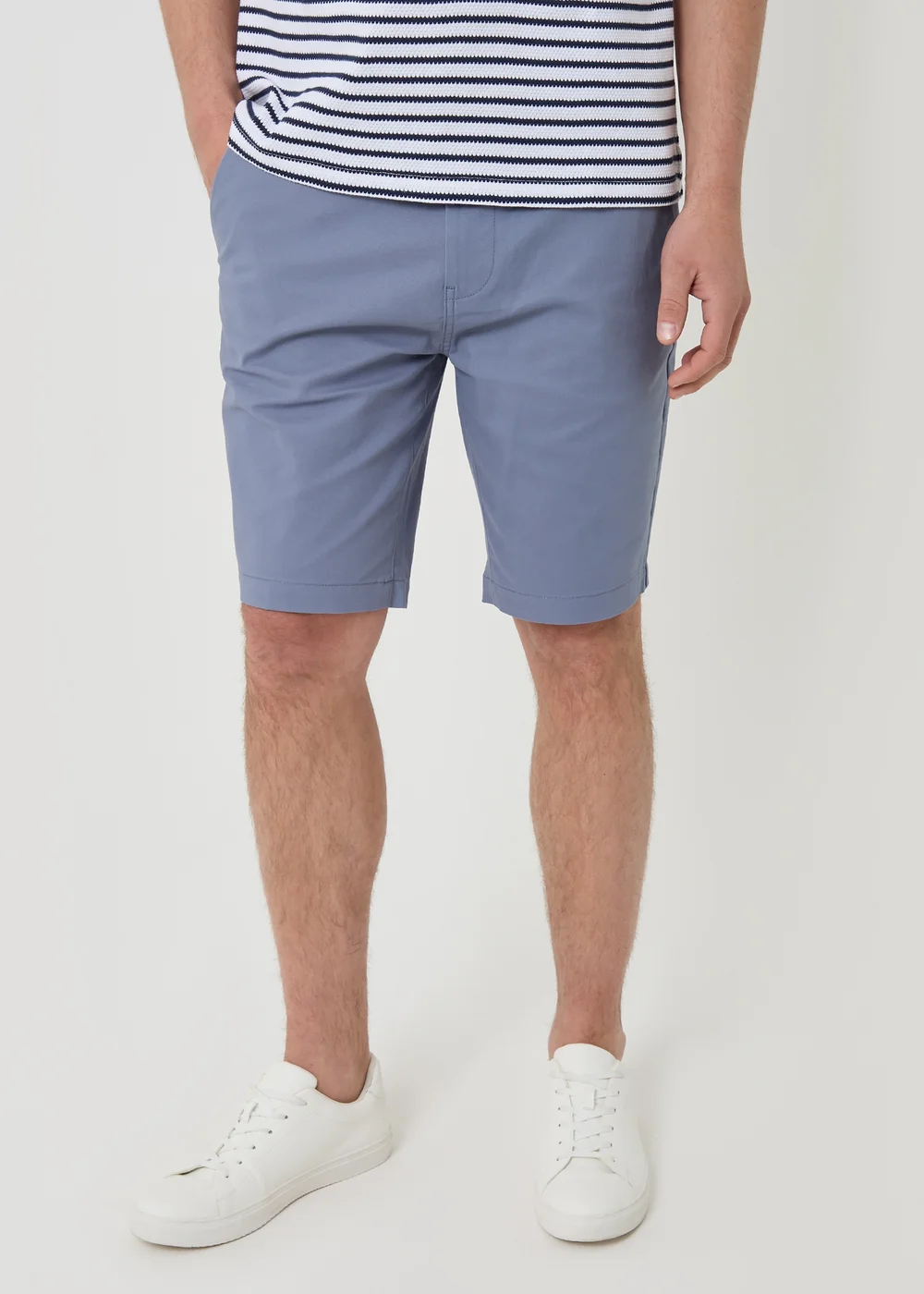 Threadbare Blue Cotton Chino Shorts with Woven Belt - 34 Image 1