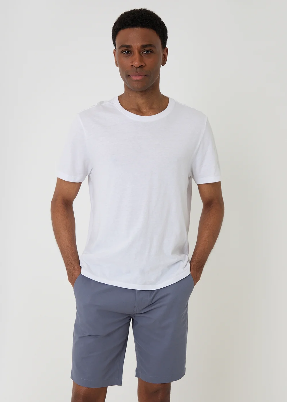 Threadbare Blue Cotton Chino Shorts with Woven Belt - 38/L32 Image 3
