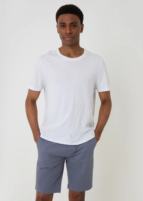 Threadbare Blue Cotton Chino Shorts with Woven Belt - 38/L32 Image 3