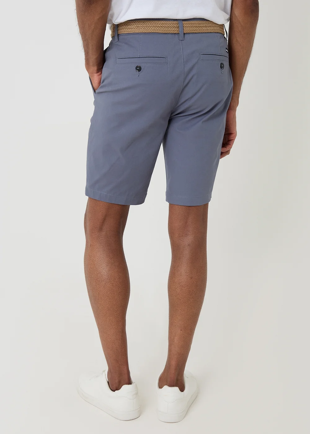 Threadbare Blue Cotton Chino Shorts with Woven Belt - 38/L32 Image 2