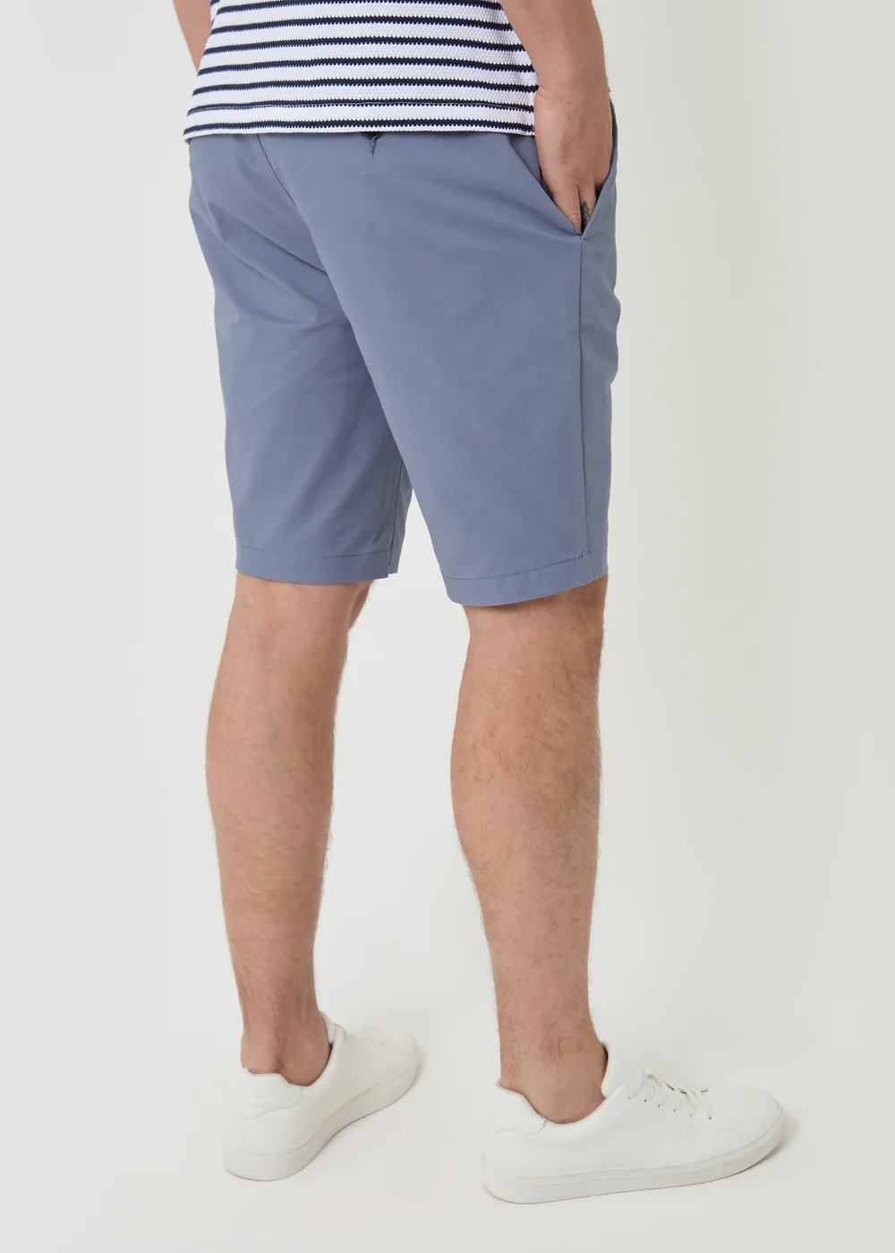 Threadbare Blue Cotton Chino Shorts with Woven Belt - 34 Image 2