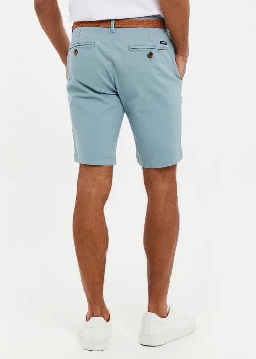 Threadbare Duck Egg Cotton Turn-Up Chino Shorts with Woven Belt - 30 W Image 2