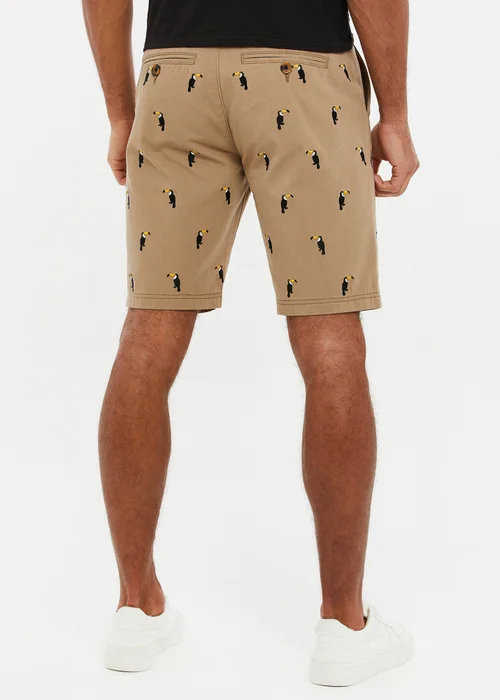 Threadbare Stone Cotton Embroidered Toucan Chino Shorts - 30 W Image 2