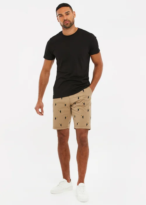 Threadbare Stone Cotton Embroidered Toucan Chino Shorts - 30 W Image 4