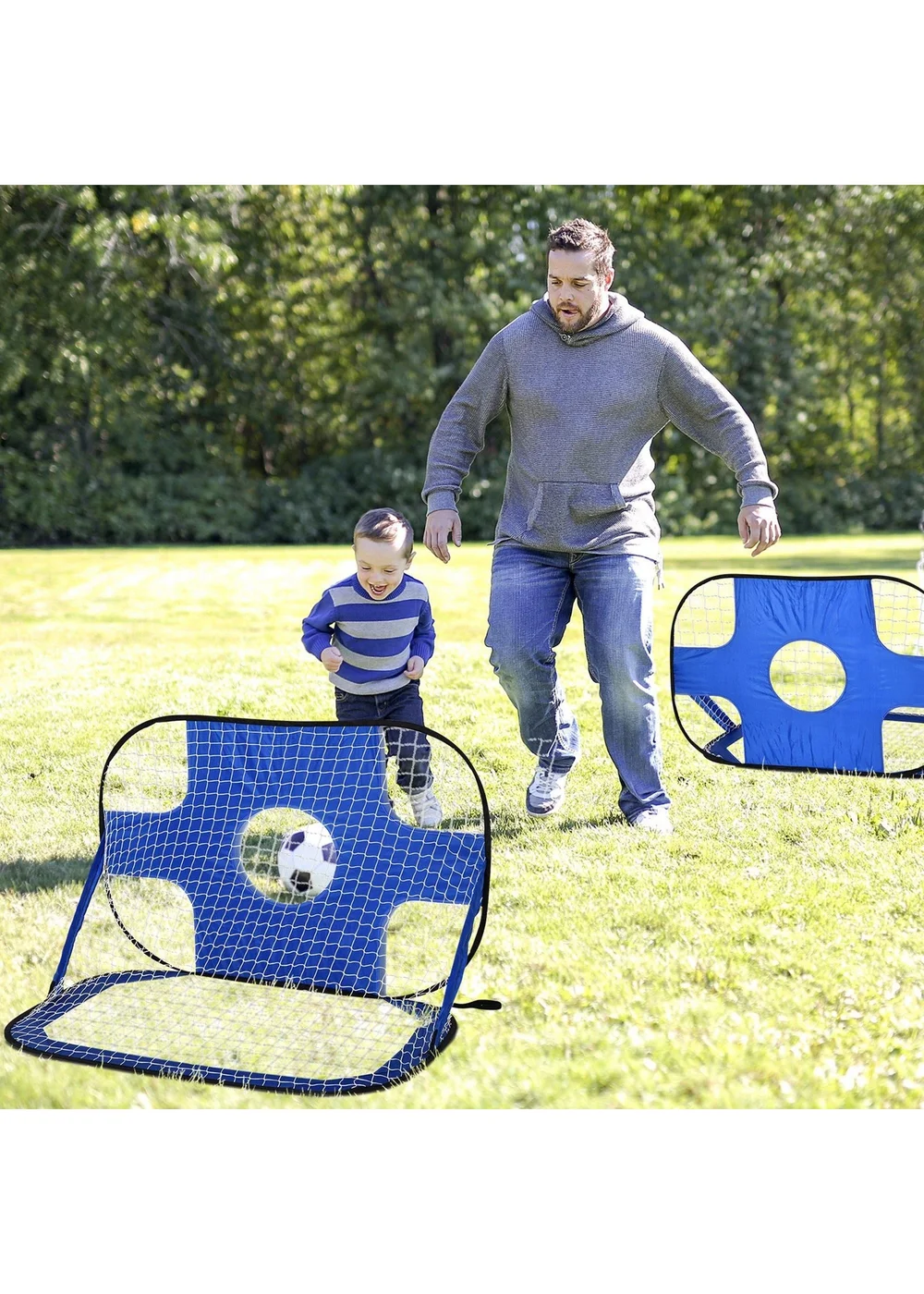 HOMCOM 2 in 1 Pop Up Football Net - One Size Image 2