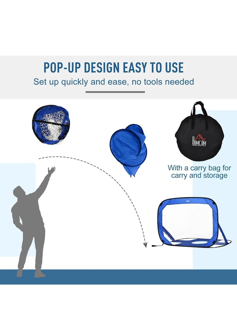 HOMCOM 2 in 1 Pop Up Football Net - One Size Image 5