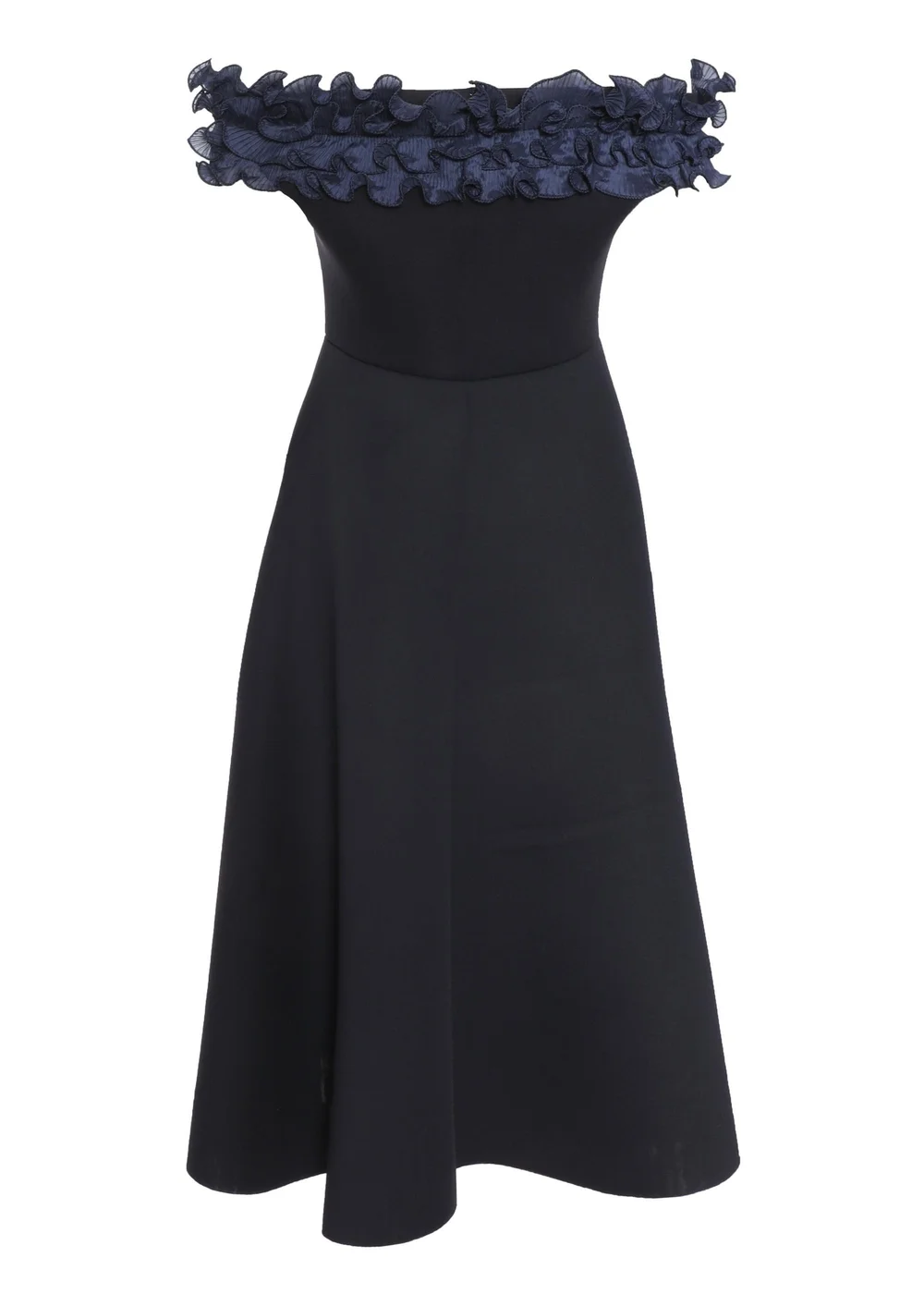 Quiz Blue Bardot Ruffle Skater Midi Dress - 8 Image 5