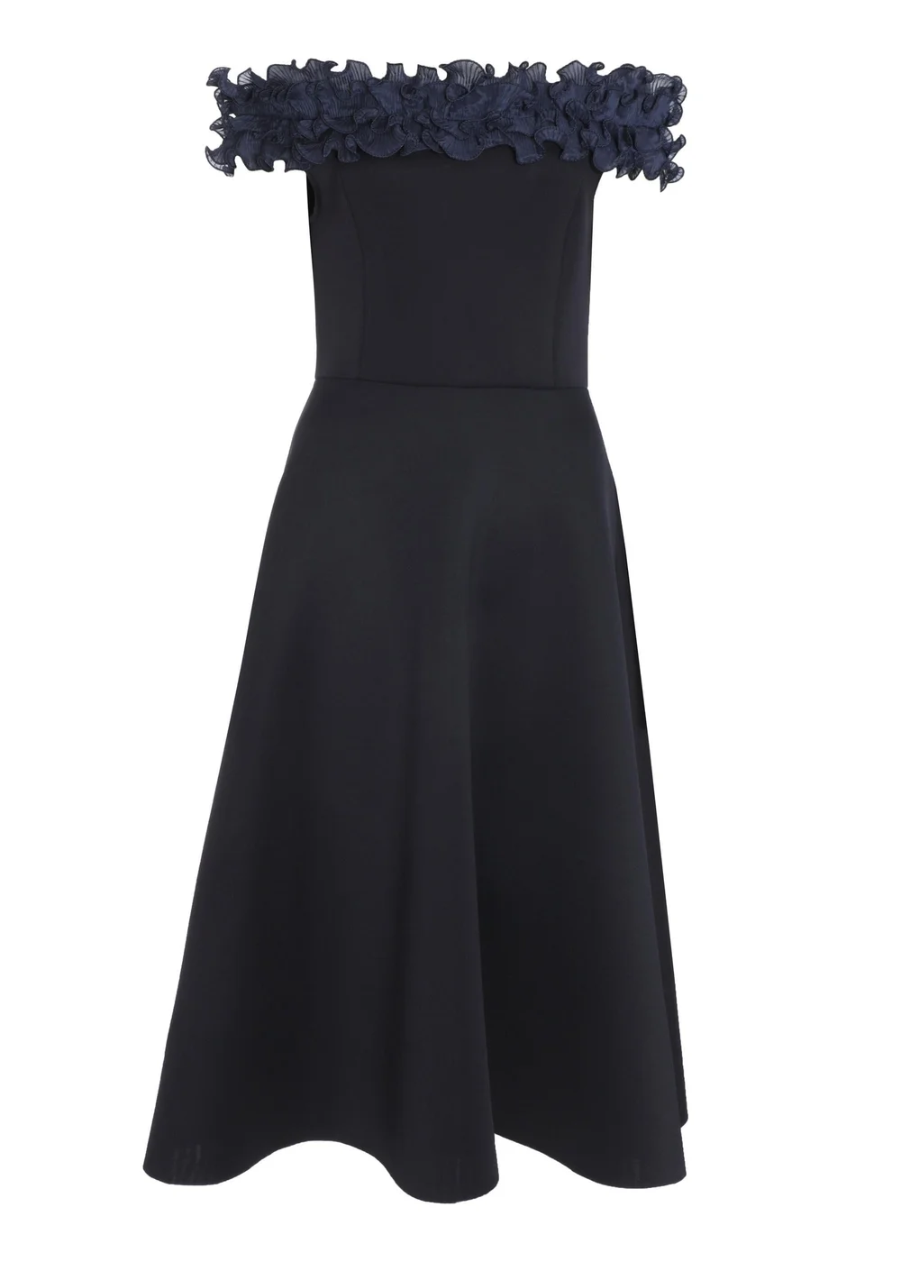 Quiz Blue Bardot Ruffle Skater Midi Dress - 8 Image 4