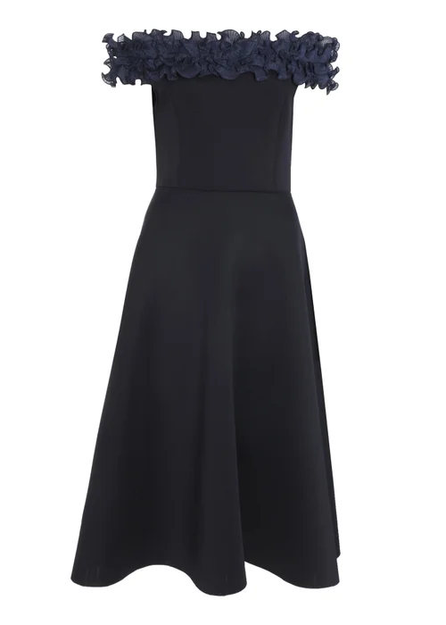Quiz Blue Bardot Ruffle Skater Midi Dress - 8 Image 4