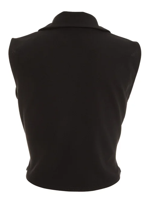 Quiz Black Buttoned Waistcoat - 6 Image 5