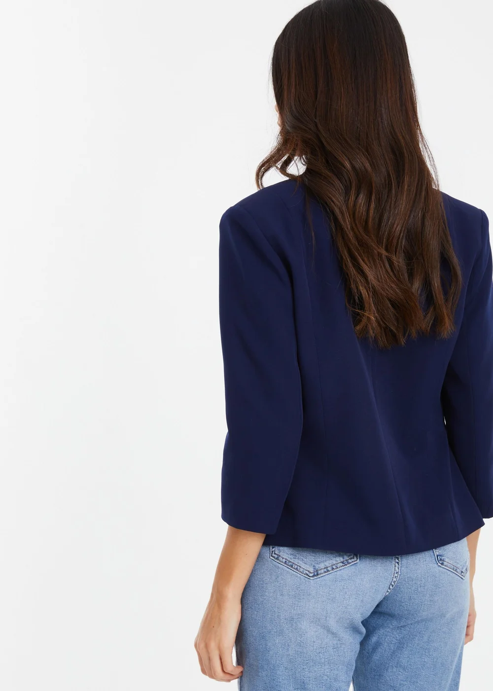 Quiz Blue Tailored Cropped Blazer - 6 Image 2