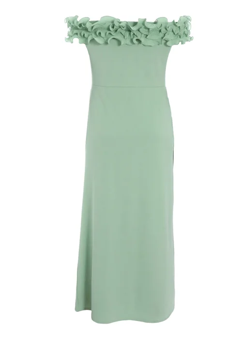 quiz green bardot dress Ruched Bardot Quiz Navy Bardot Split Maxi Dress Quiz Green Bardot Ruched Maxi Dress Matalan
