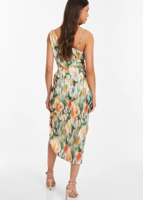 Quiz Multi Satin Marble Print Ruched Midi Dress - 8 Image 2