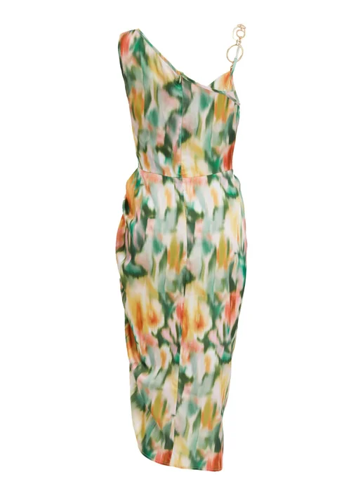 Quiz Multi Satin Marble Print Ruched Midi Dress - 8 Image 5