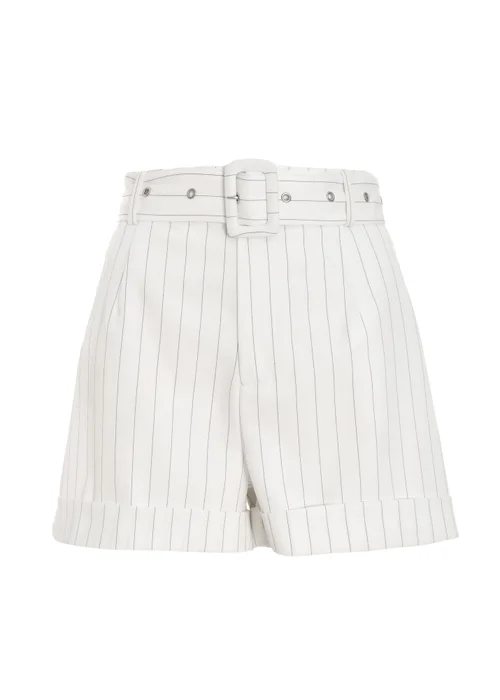 Quiz White Pinstripe Tailored Shorts - 6 Image 4