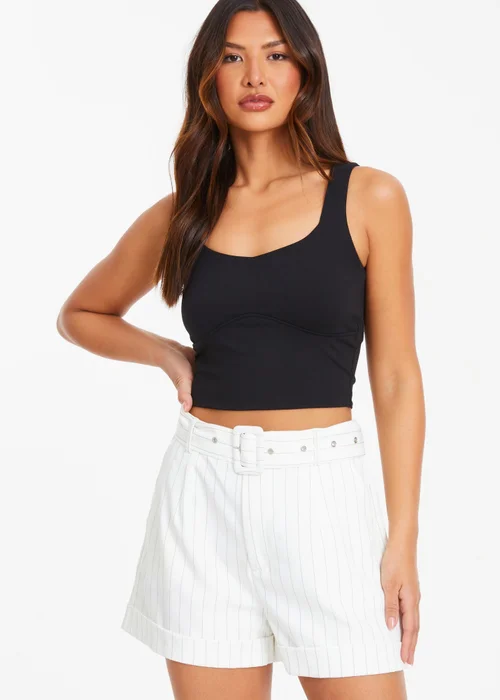 Quiz White Pinstripe Tailored Shorts - 6 Image 1