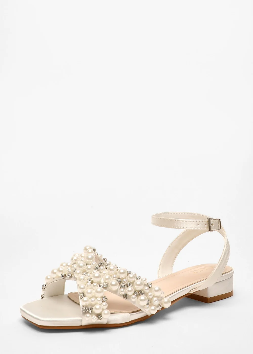 Quiz White Bridal Embellished Strap Flat Sandals - 3 Image 1