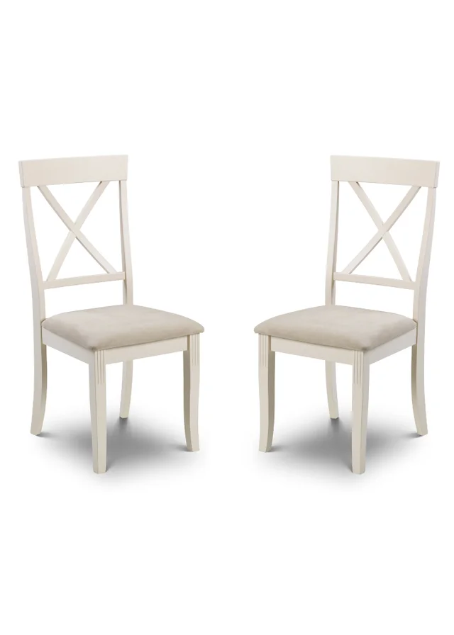 Julian Bowen Ivory Davenport Chairs Set Of 2 (96.5 x 44 x 52cm)